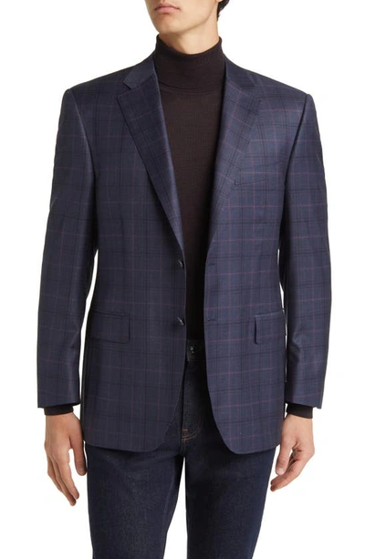 Canali Siena Regular Fit Plaid Wool Sport Coat In Navy