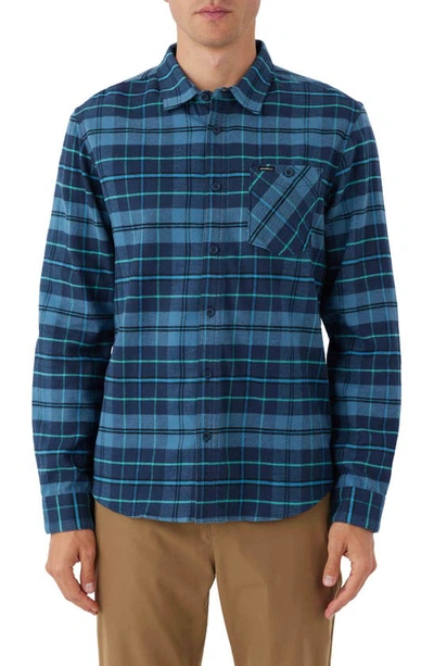 O'neill Redmond Plaid Stretch Flannel Button-up Shirt In Storm Blue
