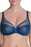 Simone Perele Delice Sheer Underwire Plunge Bra In Prestige Blue