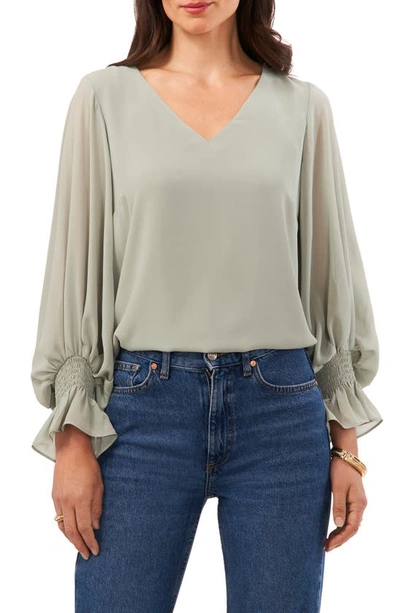 Vince Camuto Blouson Sleeve Top In Liberty Green