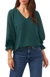 Vince Camuto Blouson Sleeve Top In Deep Forest