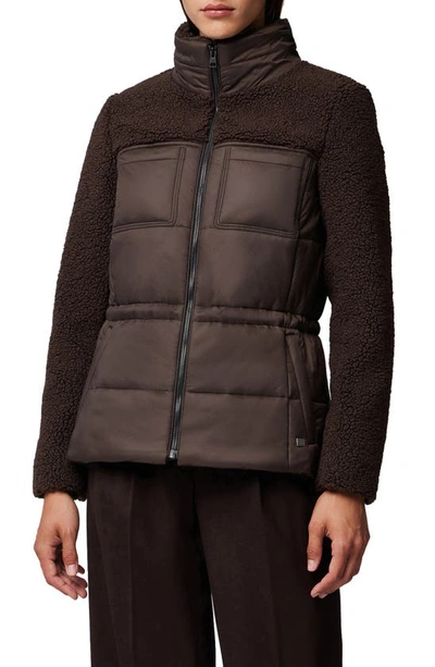 Soia & Kyo Izzie Puffer Jacket With Faux Sherpa Detail In Mushroom