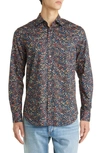 Paul Smith Tailored Fit Floral Cotton Dress Shirt In Blues