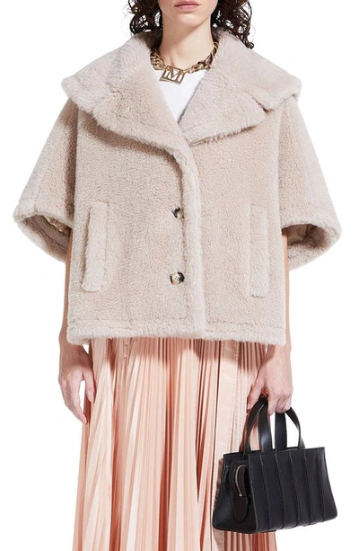 Max Mara Cambusa Alpaca Blend Teddy Jacket In Sand