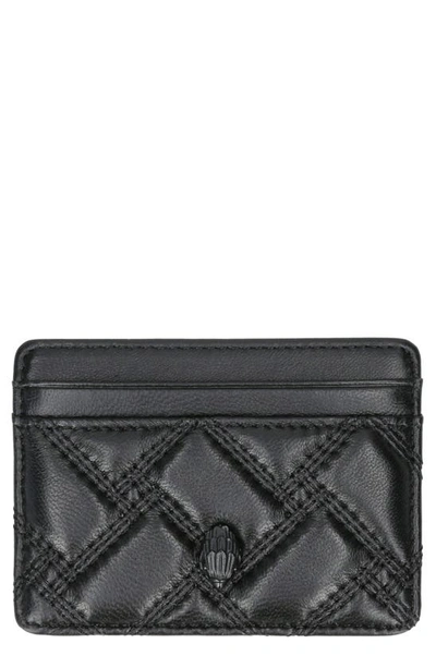 Kurt Geiger Kensington Drench Leather Card Holder In Black