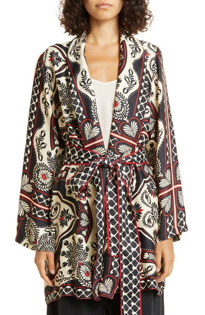 Farm Rio Passion Open Front Jacket In Passion_scarf_black | ModeSens