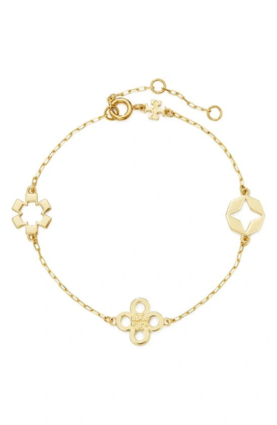 Tory Burch Kira Clover Bracelet In Tory Gold