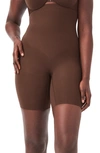 Spanx Everyday Shaping High Waist Mid-thigh Shorts In Chestnut Brown