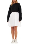 English Factory Sweater With Poplin Minidress In Black/ White