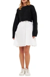 English Factory Sweater With Poplin Minidress In Black/white