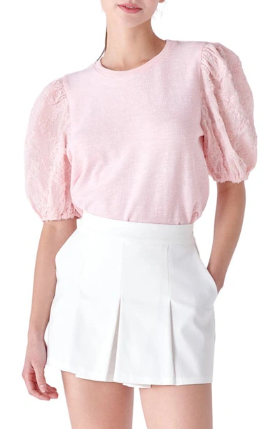 English Factory Women's Texture Mixed Media Top In Pink