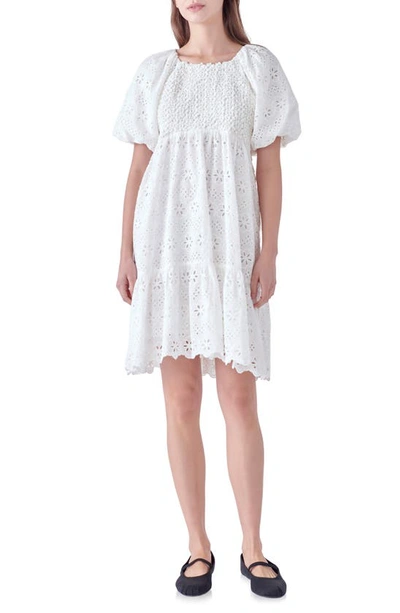 English Factory Women's Knit And Embroidery Combo Dress In White
