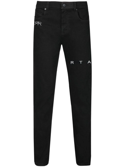 Rta Logo-embroidered Slim-cut Jeans In Black