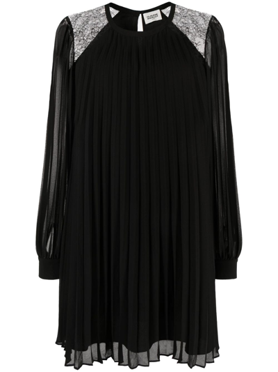 Claudie Pierlot Pleated Long-sleeve Minidress In Black