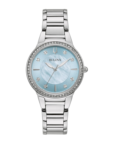 Bulova Women's Classic Crystal Stainless Steel Bracelet Watch 32mm In Silver-tone