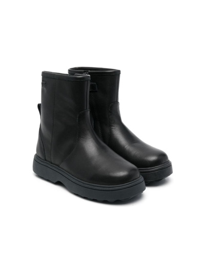 Camper Kids' Round-toe Leather Boots In Black