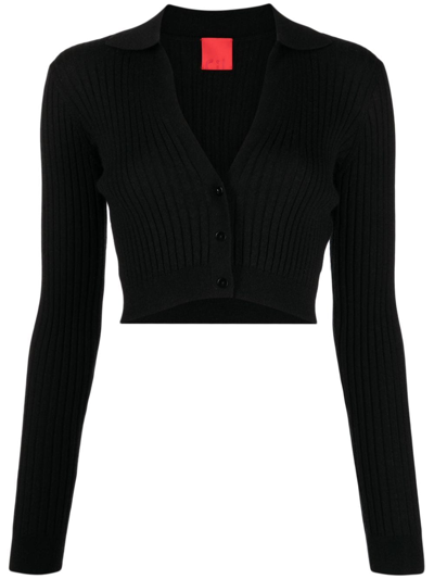 Cashmere In Love Callen Cropped Cardigan In Black