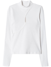 Re/done Keyhole Mock Neck Top In White