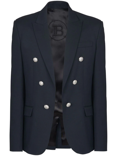 Balmain Blazer With Button Detail In Blue