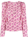ISABEL MARANT SILK BLEND BLOUSE WITH GRAPHIC PRINT
