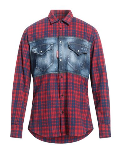 Dsquared2 Man Shirt Red Size 44 Cotton, Elastane