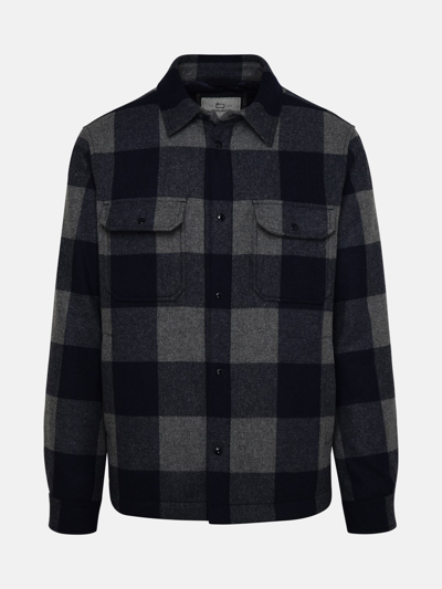 Woolrich Alaskan Two-tone Wool Shirt In Blue