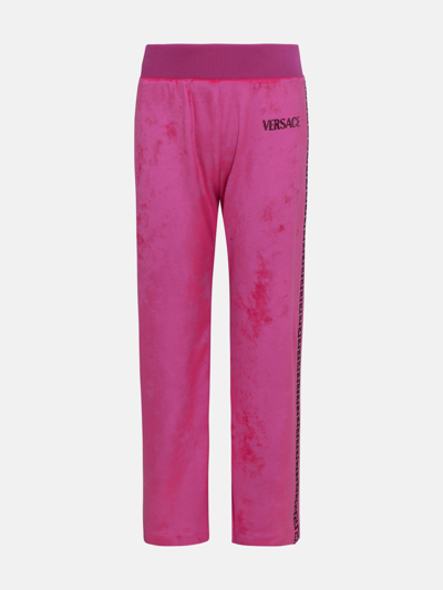 Versace Greca Jogger Pants In Fuchsia Velvet