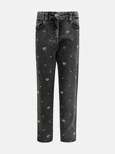 デニム・ジーパン Chiara Ferragni Logo jeans Chiara Ferragni Embellished Logo Cotton Denim Jeans In Black