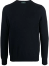Zanone Crew Neck Pullover Jumper In Blue