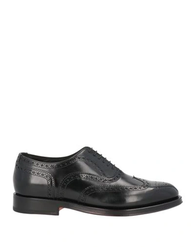 Santoni Man Lace-up Shoes Black Size 13 Soft Leather