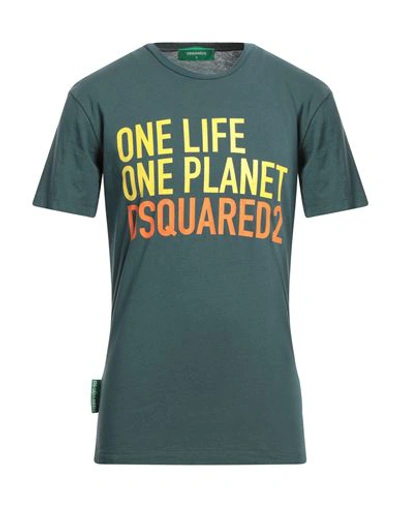 Dsquared2 Man T-shirt Deep Jade Size Xxl Cotton In Green