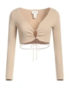 Vicolo Woman Wrap Cardigans Sand Size Onesize Viscose, Polyester In Beige