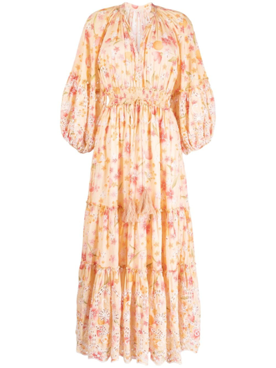 Bytimo Broderie-anglaise Tiered Maxi Dress In Yellow