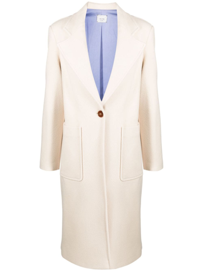 Alysi Notched-lapels Single-breasted Coat In Neutrals