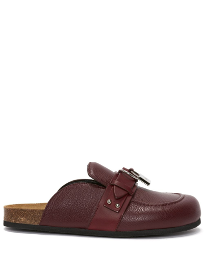 Jw Anderson Padlock-detail Leather Mules In Red