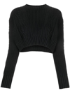 PATRIZIA PEPE CROPPED CABLE-KNIT JUMPER