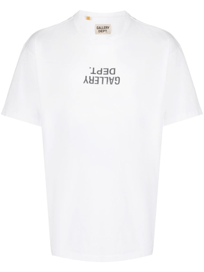 Gallery Dept. Gallery Dept Mens White Logo-print Short-sleeved Cotton-jersey T-shirt