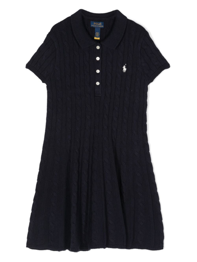 Ralph Lauren Kids' Polo Pony Knitted Polo Dress In Blue