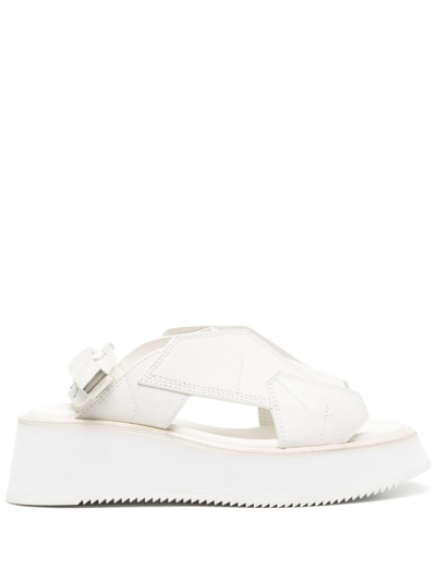 Julius Edge Cut-out Leather Sandals In White