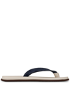 Brunello Cucinelli Suede And Leather Flip Flops In White/navy