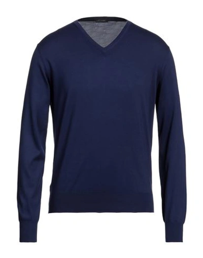 Cruciani Man Sweater Bright Blue Size 40 Cotton