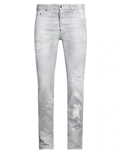 DSQUARED2 DSQUARED2 MAN JEANS GREY SIZE 36 COTTON, ELASTANE