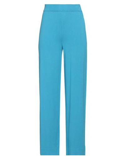 Soallure Woman Pants Azure Size S Viscose, Pbt - Polybutylene Terephthalate In Blue