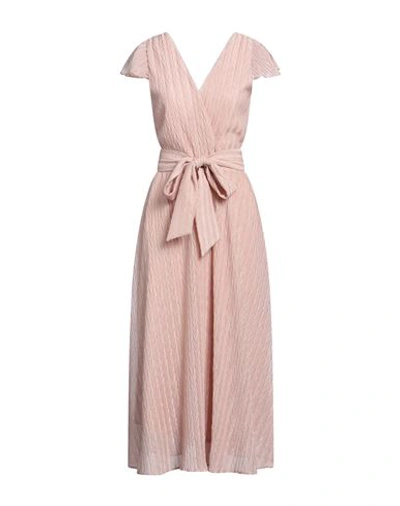 Access Fashion Woman Midi Dress Pastel Pink Size Xl Polyester, Metallic Fiber