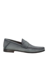 Santoni Man Loafers Lead Size 12 Soft Leather In Grey