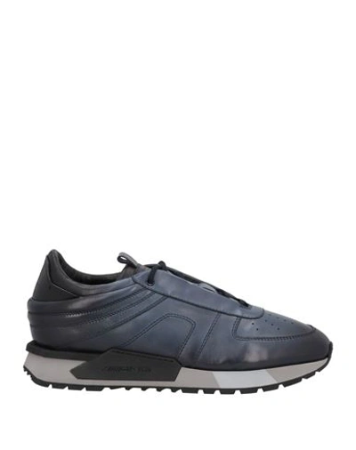 Santoni Man Sneakers Navy Blue Size 11 Soft Leather