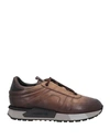 Santoni Man Sneakers Light Brown Size 11 Soft Leather In Beige