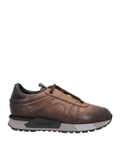 Santoni Man Sneakers Light Brown Size 11 Soft Leather In Beige