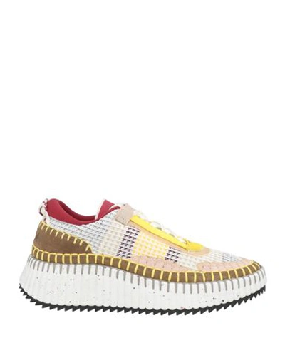 Chloé Woman Sneakers White Size 7 Textile Fibers, Soft Leather In White