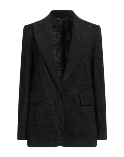 Max Mara Studio Woman Blazer Black Size 6 Cotton, Polyamide, Silk